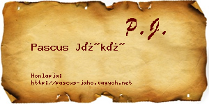 Pascus Jákó névjegykártya
